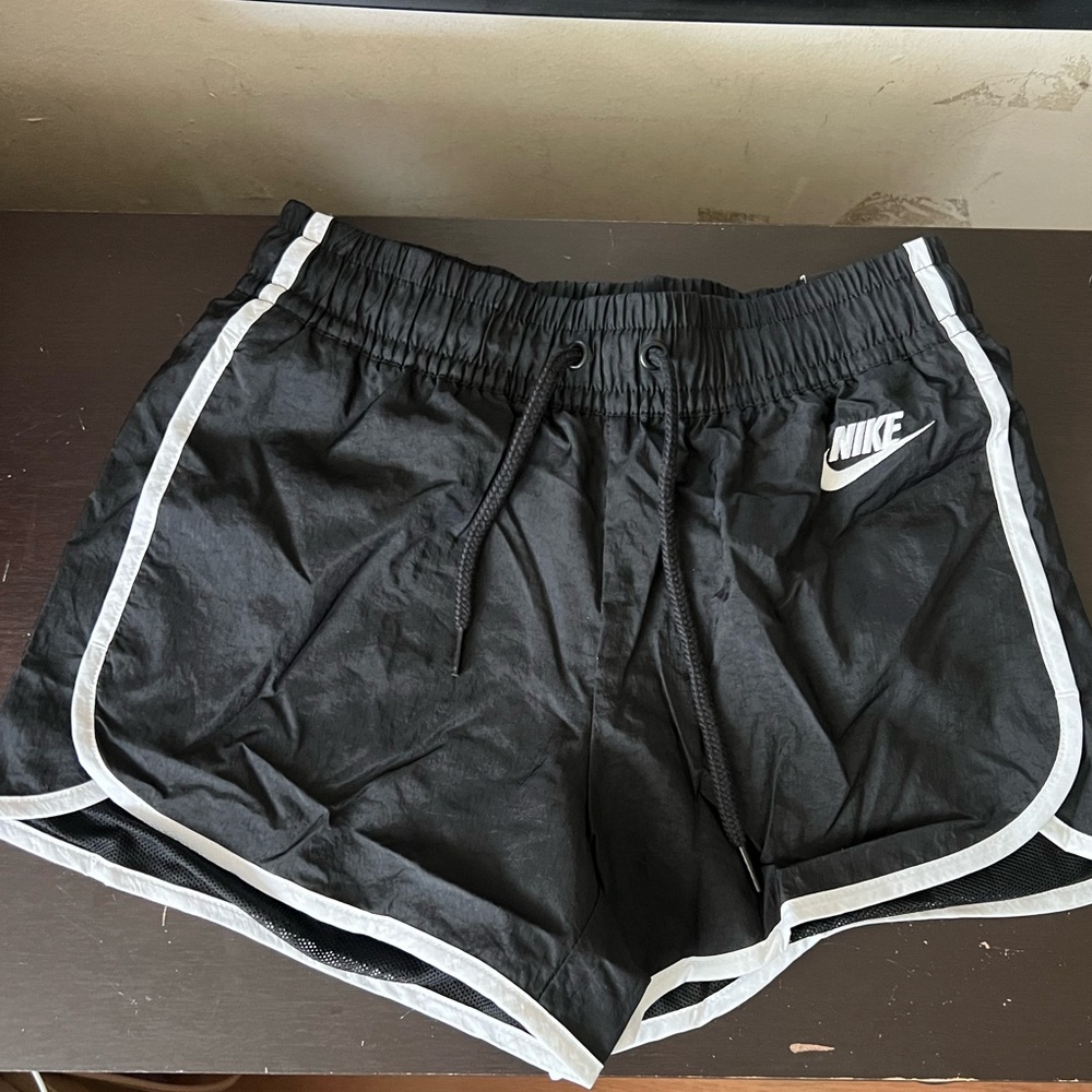 Nike Women's Black and White Athletic Shorts